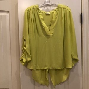 NWOT Nordstrom Chartreuse Cuff Sleeve Blouse